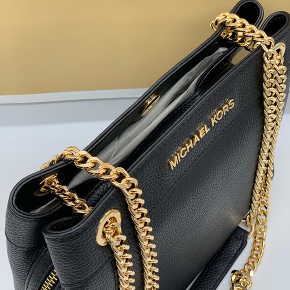 MICHAEL KORS JET SET ITEM MD CHAIN MESSENGER BLACK - Picture 14 of 16